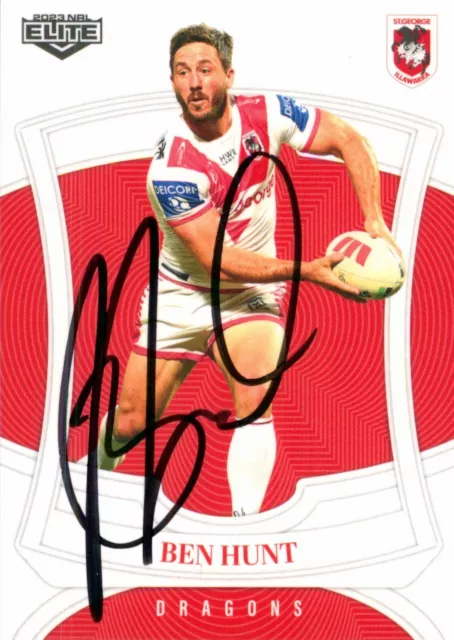 Signed 2023 St George Illawarra Dragons NRL TLA Elite Card - Ben Hunt