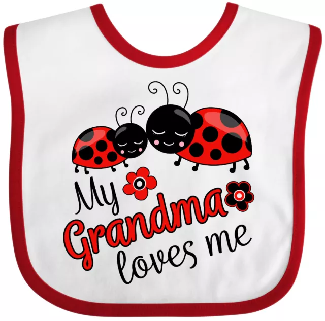 Inktastic My Grandma Loves Me With Cute Ladybugs Baby Bib Grandmother Grandchild