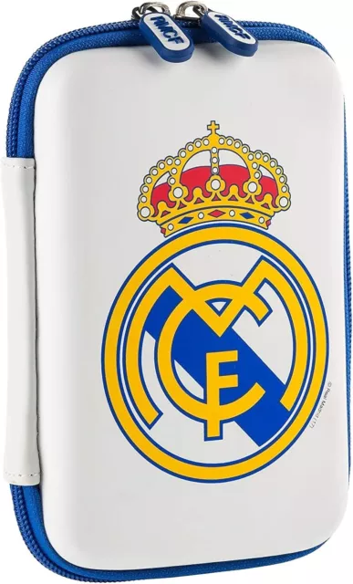 Funda para disco duro 2.5" y 3.5" o powerbank Real Madrid oficial Quam blanco