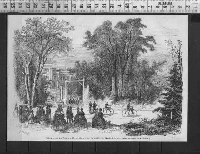 G366 / Gravure 1878 / La Cour A Compiegne - La Treille De Marie Louise