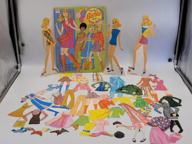 Groovy World Of Barbie Friends Paper Doll Set 1971 Whitman Francie Stacey