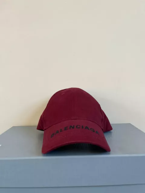 Balenciaga , Logo Visor Hat in Burgundy , BNWT L