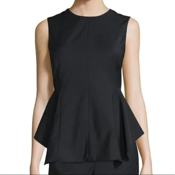 Theory Kalsing Cl. Continuous Wool Peplum Top Black Size M