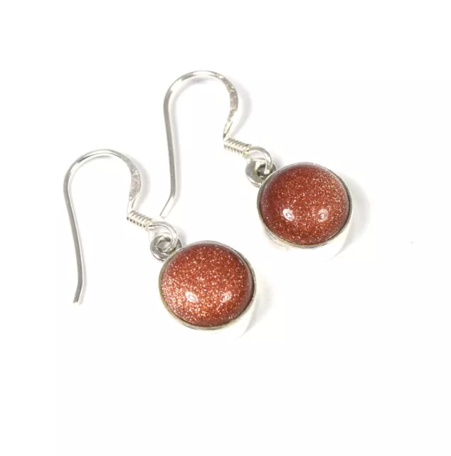 925 Solid Sterling Silver Red Sunstone Hook Earring -1 INCH g156