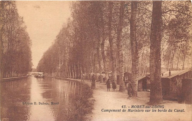 Cpa 77 Moret Sur Loing Canal Edge Sailors Camp