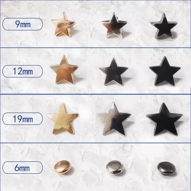 10Sets Leather Screw Metal Star Shape Rivet Belt DIY Studs Craft Decor Making UK