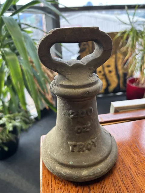 Rare 19th Century Antique  200 Troy Oz Brass Bell Weight