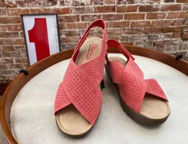 Skechers perforated on sale suede wedges
