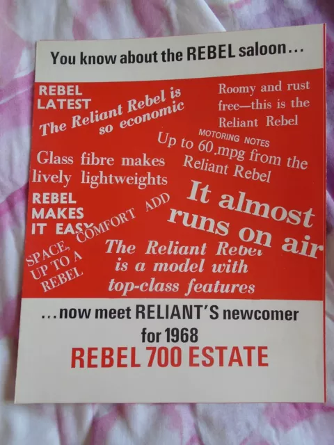 Reliant Rebel 700 Estate brochure 1968 UK market