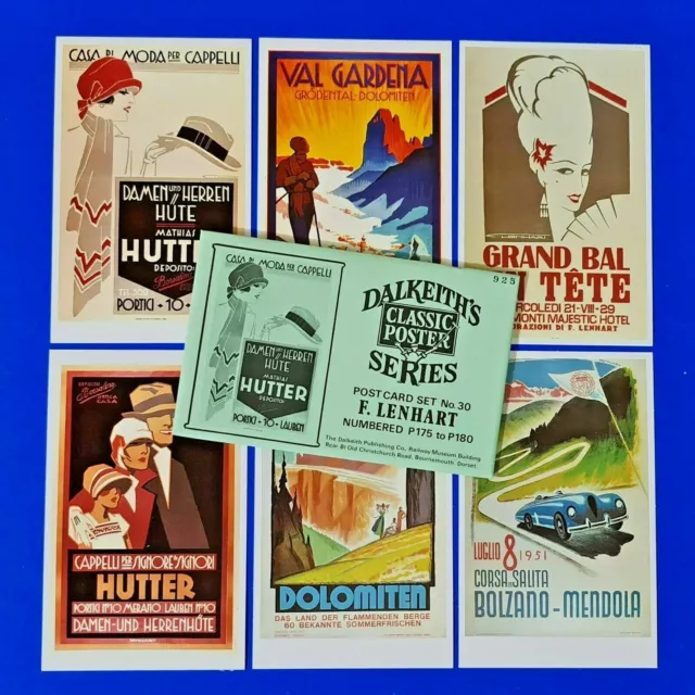 Set of 6 Postcards Classic Italy Advert Poster Series F. Lenhart by Dalkeith MI9