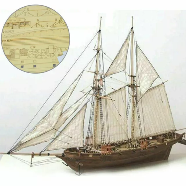 Bateau à voile en bois modèle bricolage navire assemblée décoration cadeau 2