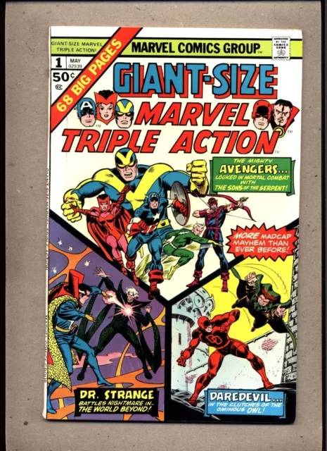 Giant-Size Marvel Triple Action #1_May 1975_Vf_Avengers_Daredevil_Bronze Age!