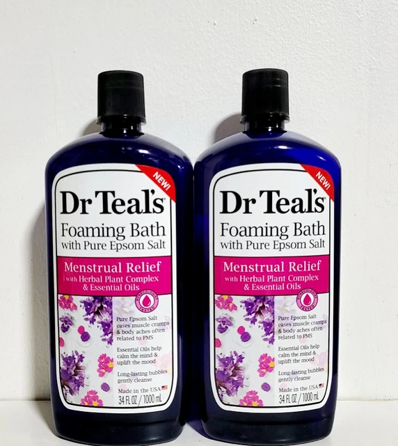 DR TEAL'S FOAMING Bath With pure Epsom Salt Menstrual Relief 2/ 34 fl
