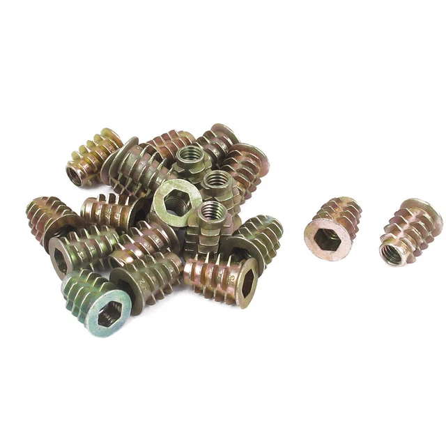 Tornillo hexagonal interior M6 x 15 mm roscado tuerca de inserción 20 PIEZAS para madera