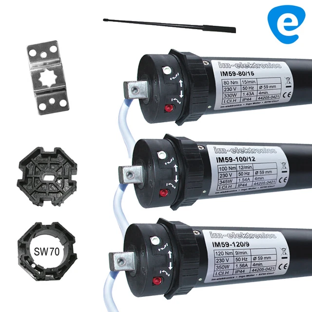 INDEM Moteur Tubulaire Volet Roulant MT50 – 100 Kg / 50 Nm, Ø45 Mm, Fin De Course Mécanique