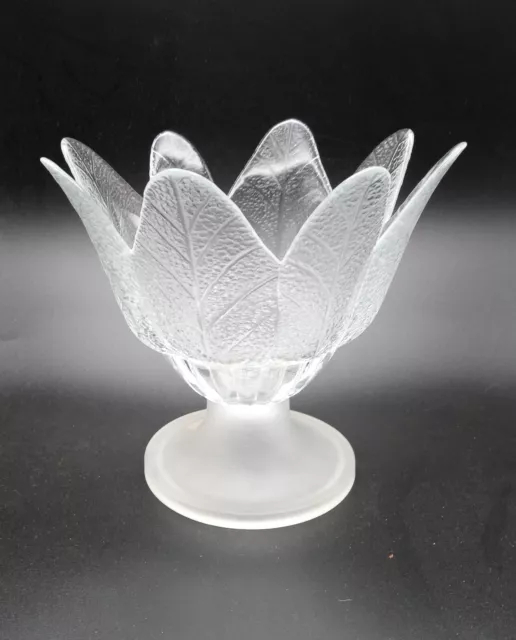 Portugal Clear & Frosted Tulip Art Glass Vase Tea Light Holder Studio Nova