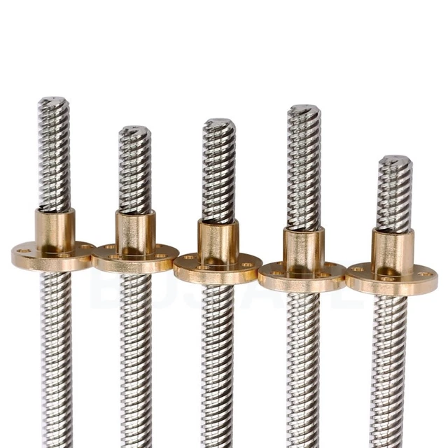 T8x4 Pitch 2mm Lead 4mm Trapezoidal Rod Stainless Lead Screw + Brass Nut