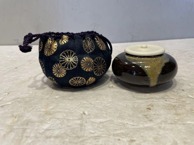 Tea Caddy Chaire Pottery Container Canister Japan U-0481