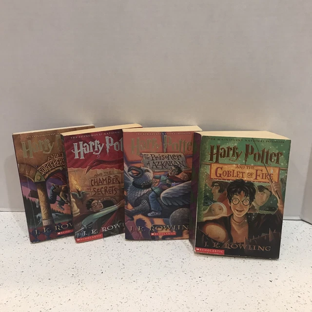 Harry Potter Paperback Book Lot (Books 1-4) J. K. Rowling, Scholastic edition
