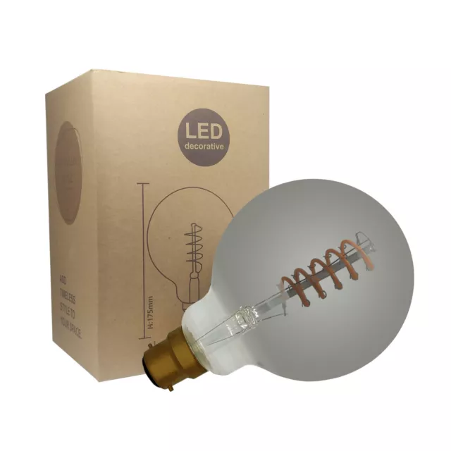 Castello Style 4W G125 Spiral Filament Globe LED BC B22 Warm White Light Bulb