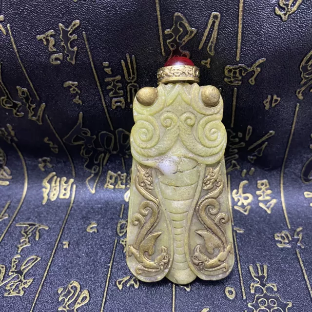 Old Chinese Natural Hetian Jade Hand-carved Exquisite  Pendants , Snuff Bottle