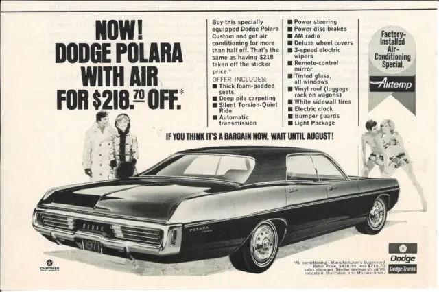 1970 DODGE POLARA Car Automobile Chrysler Vintage Print Ad Advertising 2