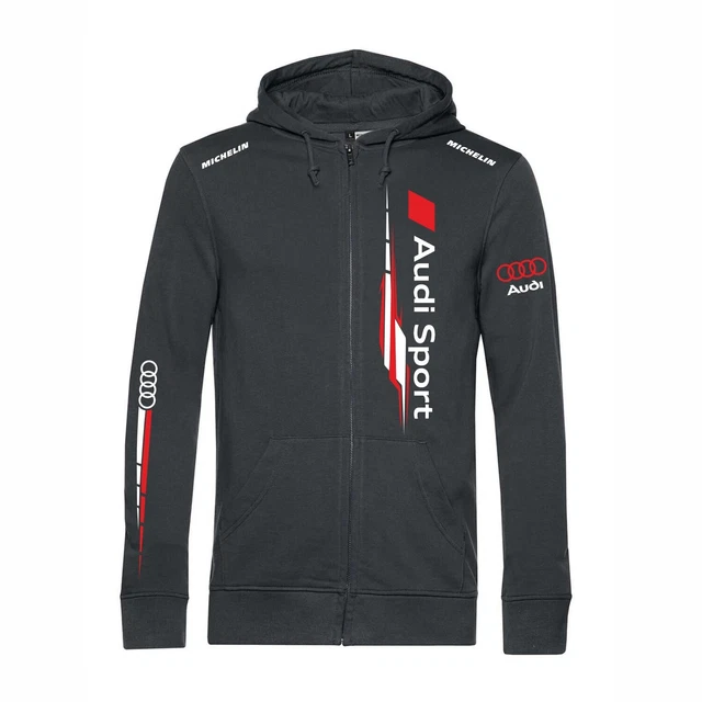 Felpa zip e cappuccio nera stampata Audi sport racing idea grafica motorsport