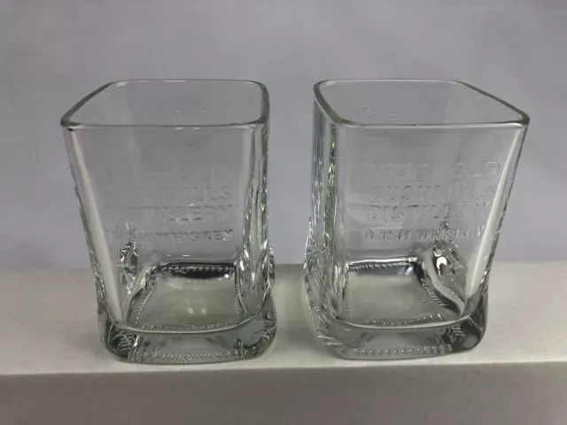 Set of 2 Old Bushmills Distillery Irish Whiskey 1608 Bourbon Square Shot Glasses