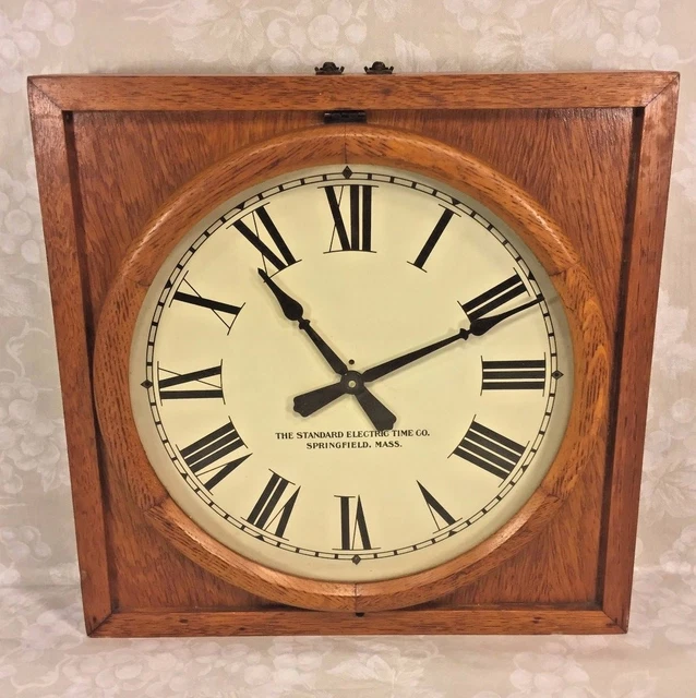 VINTAGE STANDARD ELECTRIC Time Co Wall Clock Oak Case Slave Clock 276.