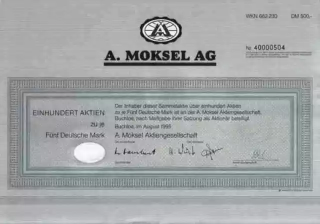 A. Moksel AG 1995 Buchloe März Rosenheim Merzig Vion Food Group 500 DM Bestmeat