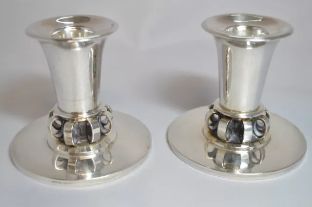 Rare Georg Jensen Vintage Sterling Silver Pattern 539 Candlesticks X613C