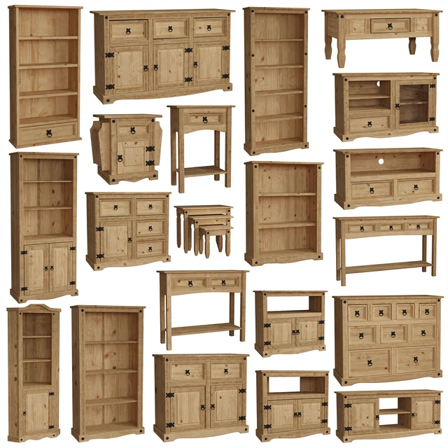 CORONA BOOKCASE TV Unit Table Mexican Solid Waxed Pine Living Room