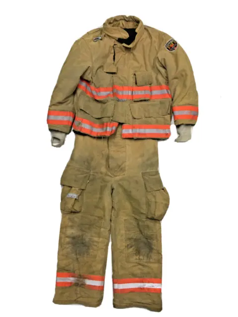 Firefigher Fire Dex Brown Orange Turnout Set Jacket 42x34 28L Pants 36x29 S83