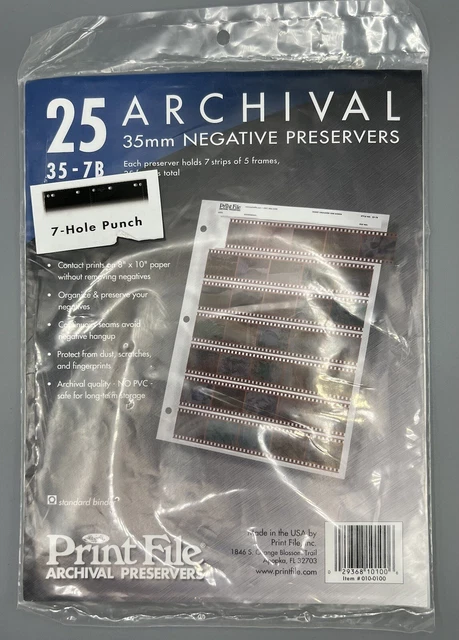 35mm Negative Preservers Archival Storage Sheets Photograpic Storage