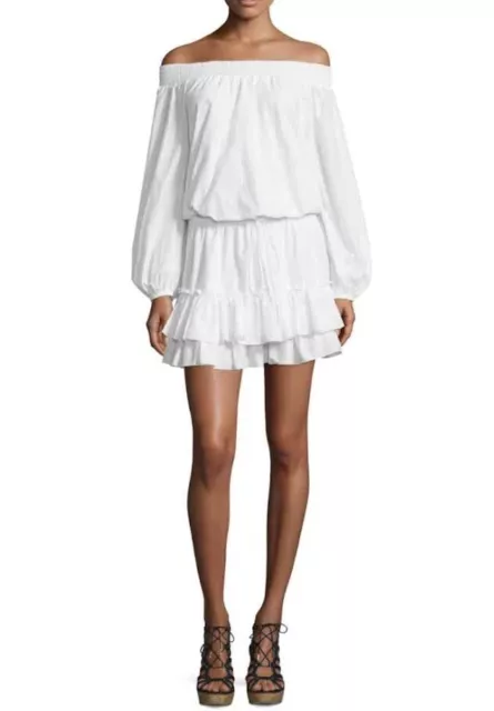 NEW Elizabeth & James Womens Small White Kenji Off The Shoulder Blouson Dress 2