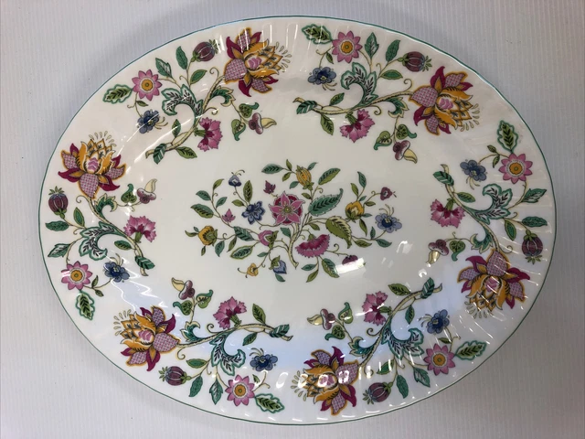 Minton Haddon Hall grün große ovale Fleisch-/Servierplatte 13,75 Zoll/34,5 cm (D3,2