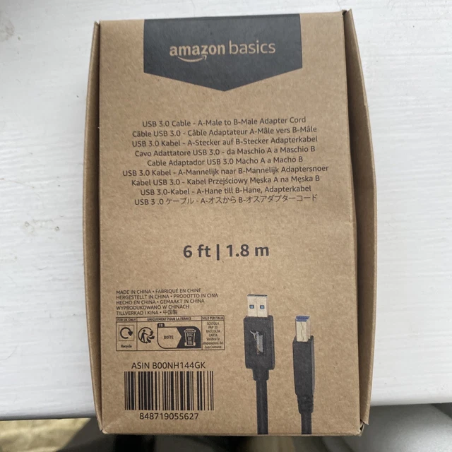 Amazon Basics USB 3.0 Cable - A-Male to B-Male Adapter Cord-6 Feet (1.8 Meters)