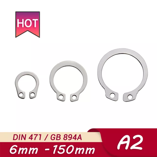 Stainless Steel External Circlips DIN 471 Retaining Rings Snap CirClip 6mm-150mm