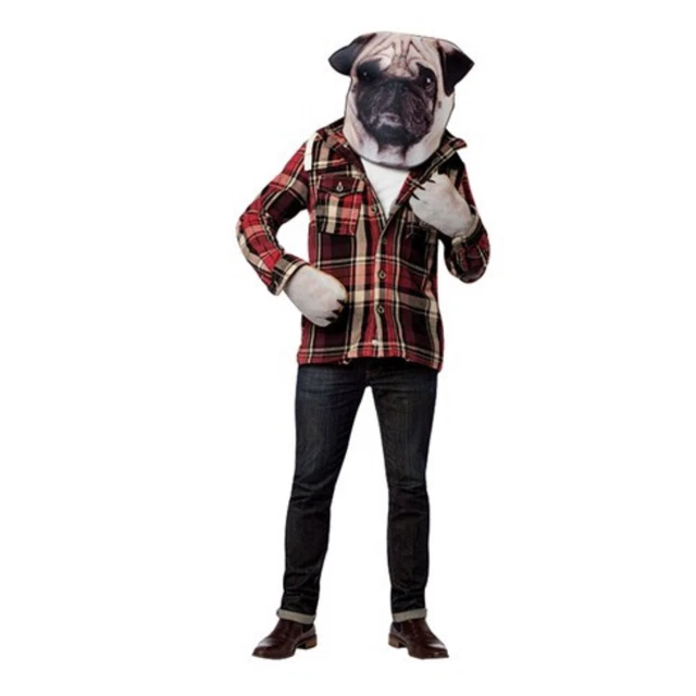 Doggie Kit Pug Mask Mitts Paws Hands Face Puppy Photo Print Costume Adult