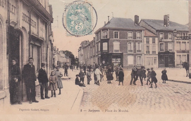 CPA 51 SUIPPES Marketplace Card Rare Colorized Beautiful Animation