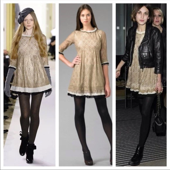 RARE MARC BY Marc Jacobs Lace Gold Ruffled Trim Dita Dress size 2 $275.00 -  PicClick
