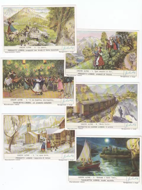 alpine songs - 6 Liebig trade cards - san1562ita issued in 1953