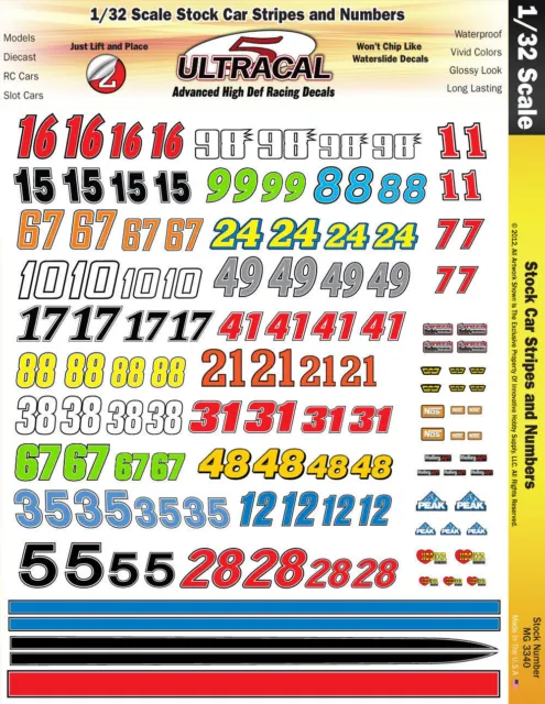 MG 3340 - 1/32 UltraCal High Def Decals Stock Car Racing Numbers