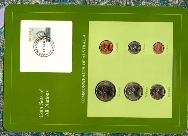 Coin Sets of All Nations Australia UNC 50,20,10,2 cent 1984 1,10 cent 1983
