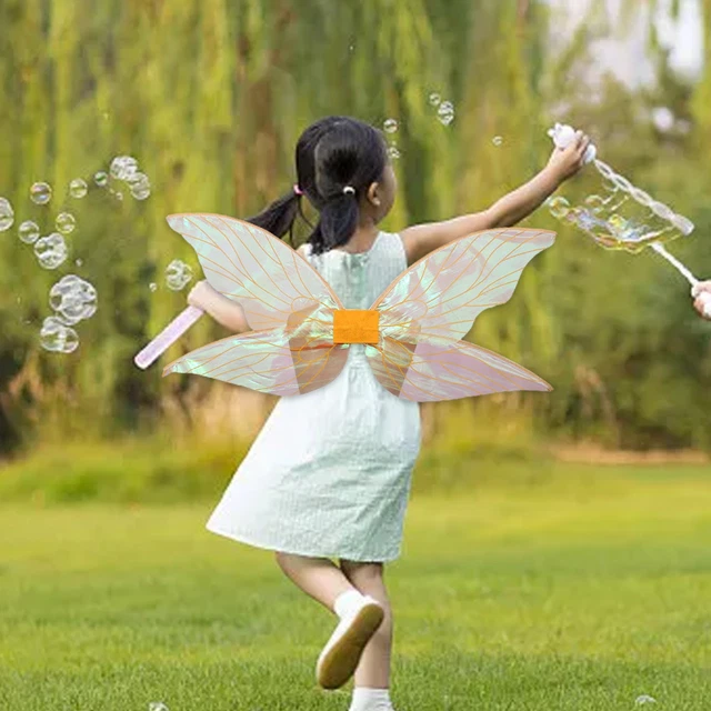 DiULi Ailes de fée, ailes de papillon pour enfants, cape de fée, ange de princesse avec baguettes, couronne, oreilles, bandeau de fleur, autocollant en diamant pour Halloween, anniversaire, Noël