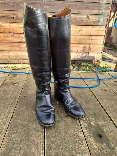HAWKINS ROYALE BLACK Long Leather Riding Boots Standard Regular UK