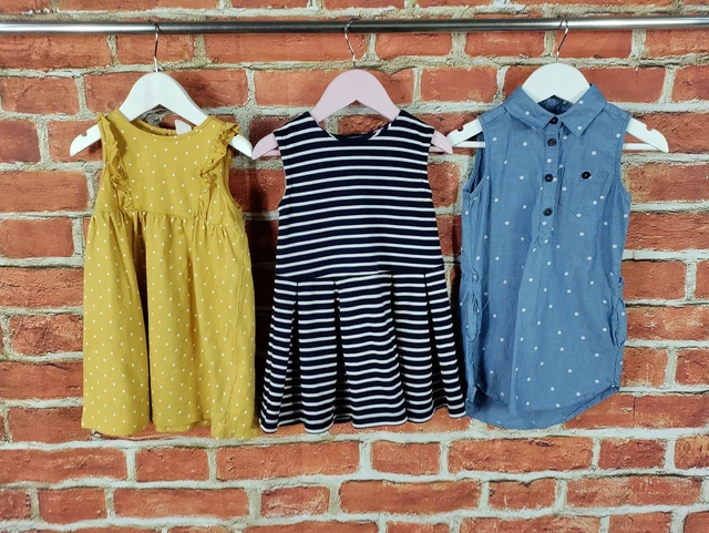 PACCHETTO RAGAZZE ETÀ 2-3 ANNI NEXT H&M ecc. SET ABITO VACANZE ESTIVE A RIGHE 98CM