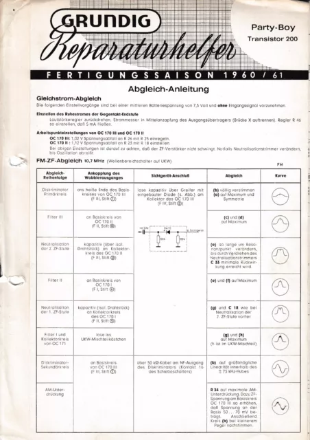 Service Manual-Anleitung für Grundig Party Boy Transistor 200