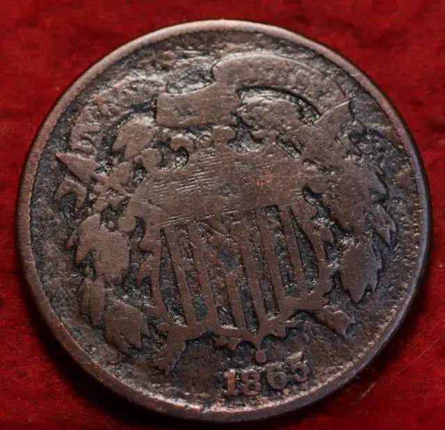 1865 Philadelphia Mint Copper Two Cent Coin