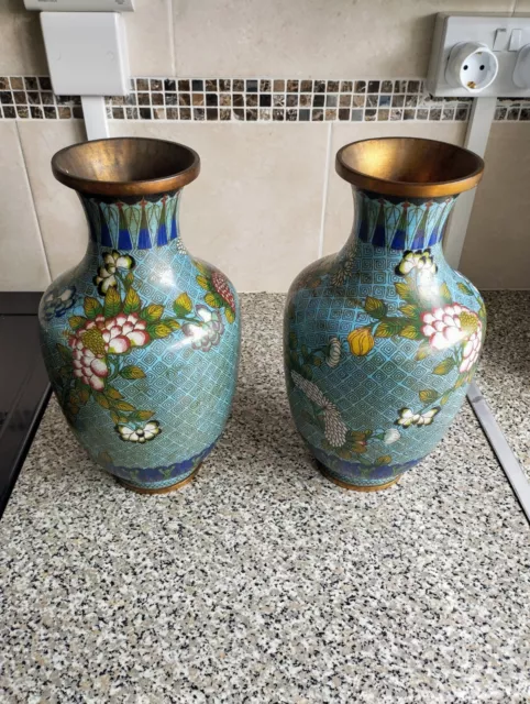 Pair Of Large Antique Japanese Metal Vases/Urns